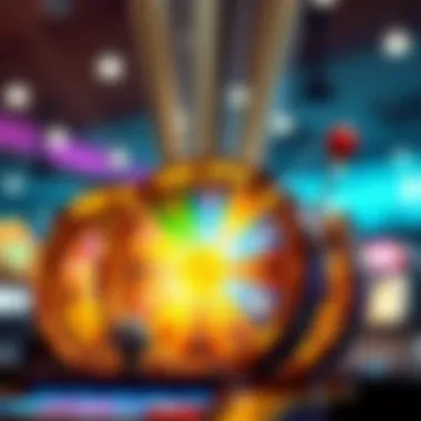 Conceptual image representing free spins with colorful graphics and symbols