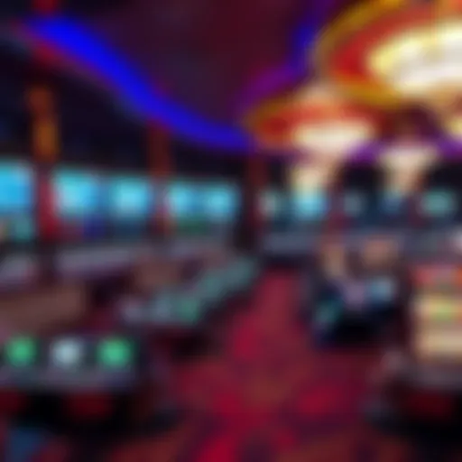 A panoramic view of Hollywood Casino Indiana highlighting the vibrant sports betting area