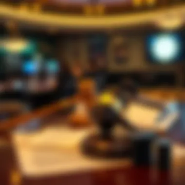 Legal documents and a gavel on a table