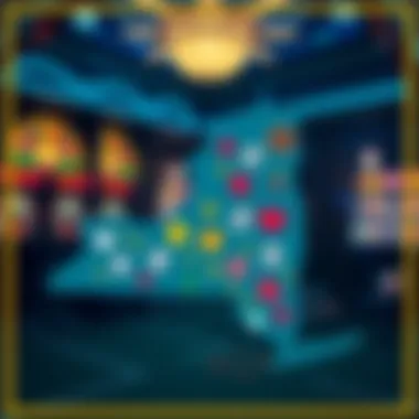 New York state map with gambling symbols