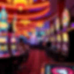 Vibrant casino floor filled with colorful slot machines and excited players