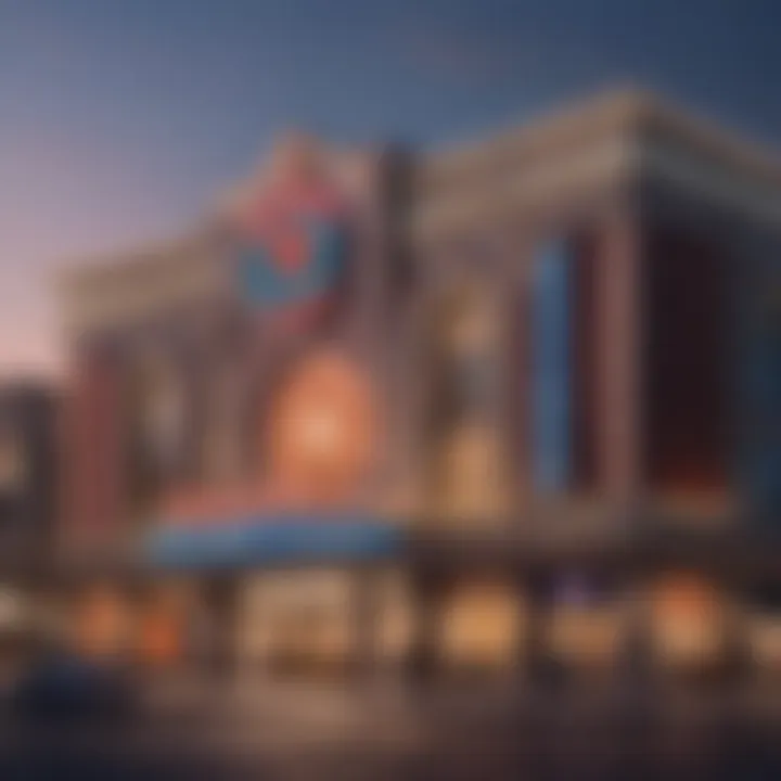 Exterior view of a newly opened casino in Kansas City at dusk