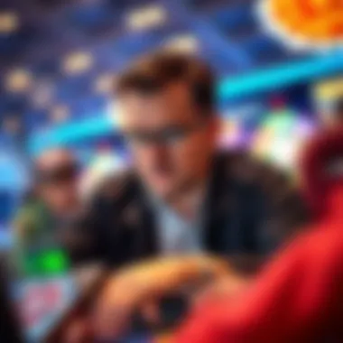 A close-up of a focused player analyzing game statistics