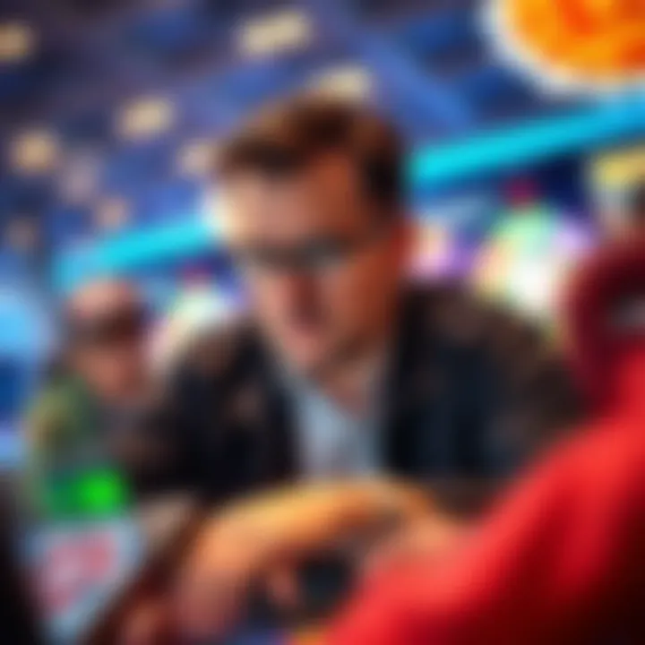 A close-up of a focused player analyzing game statistics