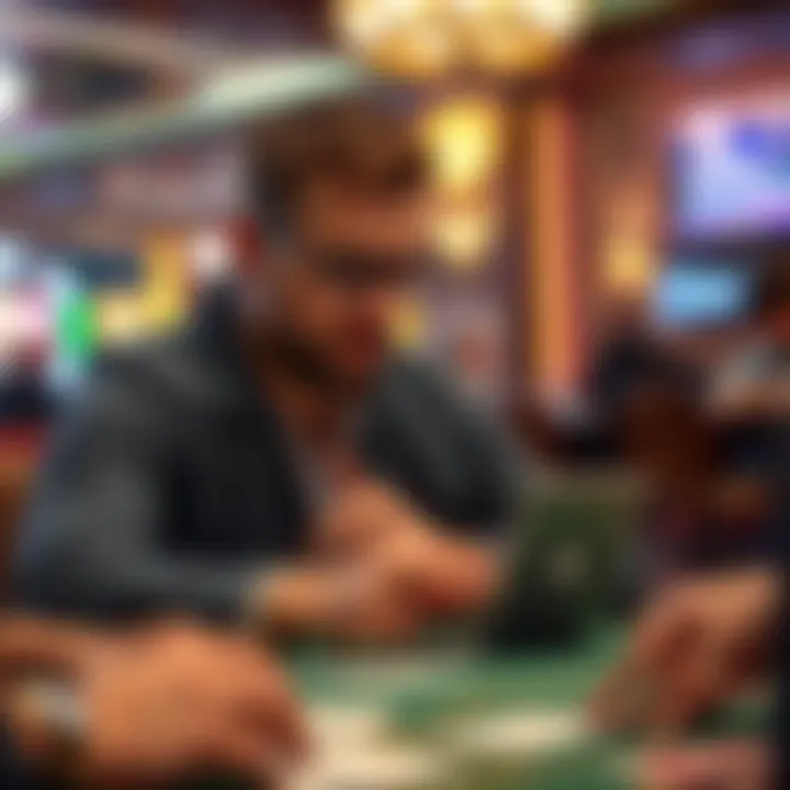 A focused player reviewing poker promotions on a digital device