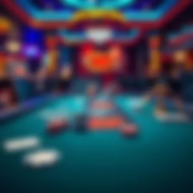 A vibrant table setting for a poker game showcasing promotional materials