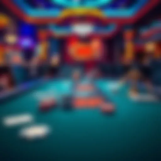 A vibrant table setting for a poker game showcasing promotional materials