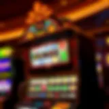 An intricate slot machine display illuminated at MGM Vegas