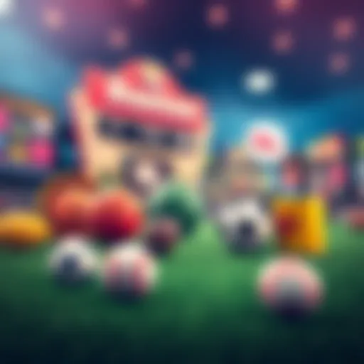 A conceptual illustration of mobile sports betting in Illinois showcasing various sports icons.