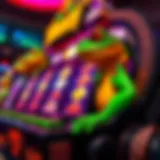 A detailed view of the Money Frog slot machine showcasing its vibrant symbols and intricate design