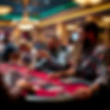Engaged players at a blackjack table, showcasing excitement