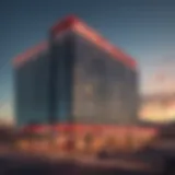 Stunning view of the New Vegas Hotel Circa skyline at dusk