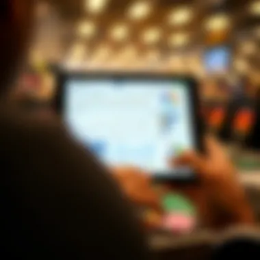 A person analyzing racing statistics on a tablet