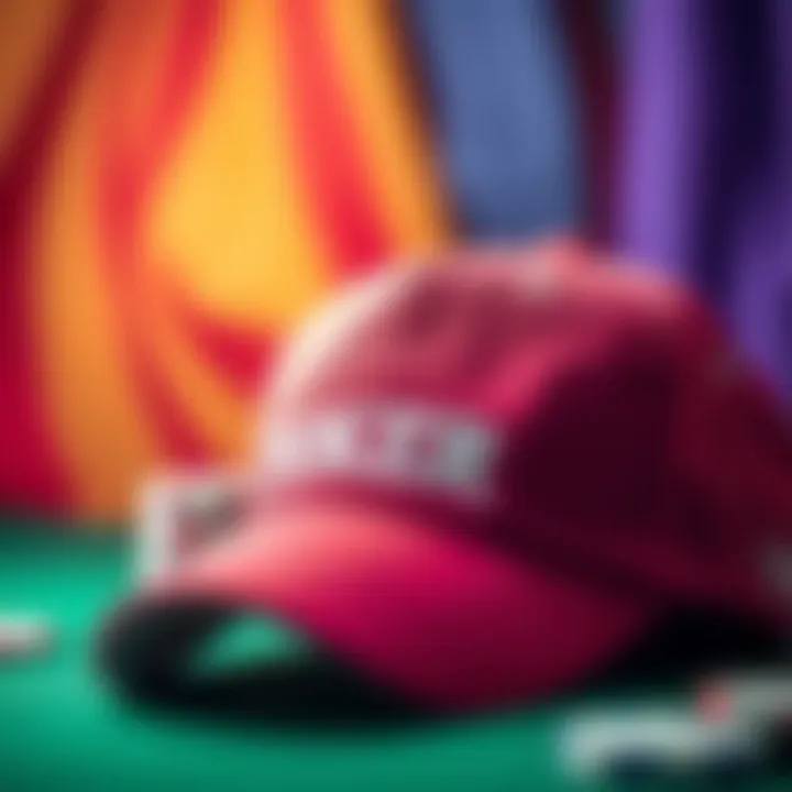A vibrant poker cap showcased against a colorful background