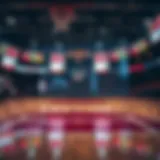 Basketball court with analytical data overlay