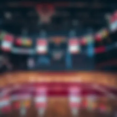 Basketball court with analytical data overlay