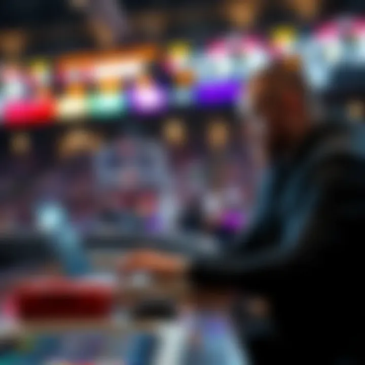 A sports bettor analyzing data on a laptop