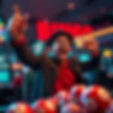 Illustration of a player celebrating winnings in Blackout Bingo