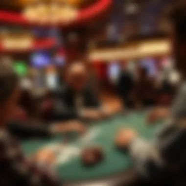 A strategic game of poker being played in a high-stakes casino