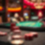 Casino gaming table with vibrant chips