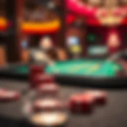 Casino gaming table with vibrant chips