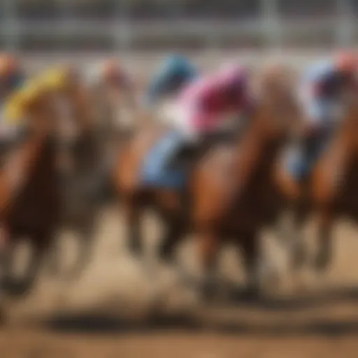 A detailed view of a horse racing track during an event