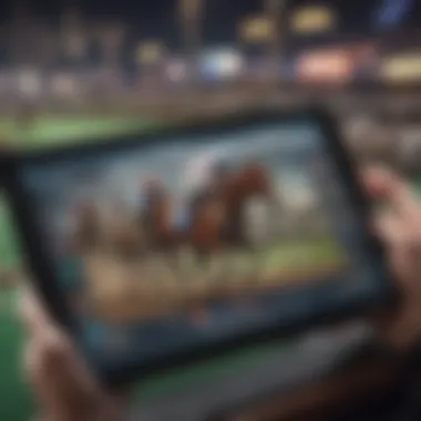 A modern betting platform interface displayed on a tablet