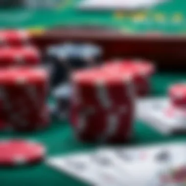 Close-Up of Poker Chips and Cards A close-up view of poker chips and cards on a green felt table