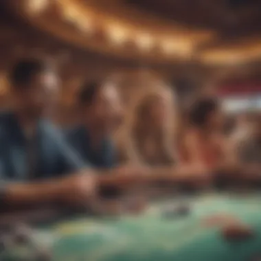 An engaging scene of a diverse group of players enjoying a game of keno in a lively casino