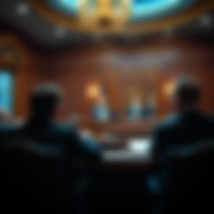 Courtroom scene illustrating a key gambling case