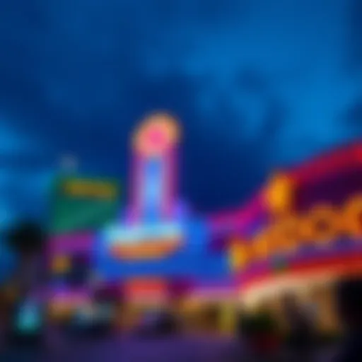 A vibrant view of the Tropicana Casino's neon lights at dusk