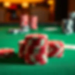 A stack of free poker chips on a vibrant green felt table