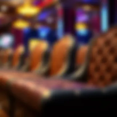 Close-up of poker dealer chair materials and textures
