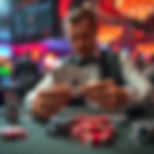 Dealer distributing cards in a Texas Hold'em game