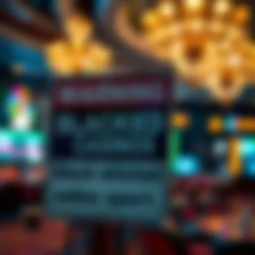 A visual representation of blacklisted online casinos with warning signs