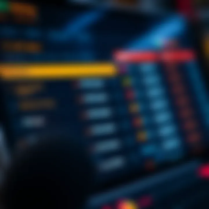 A close-up of a betting interface showcasing various betting options