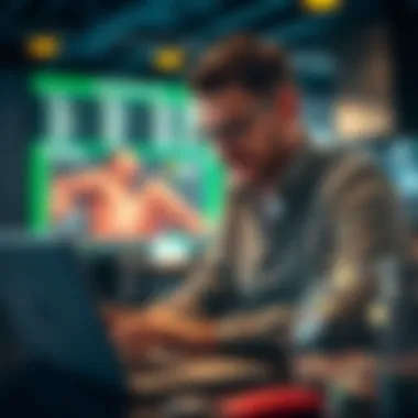 A satisfied bettor analyzing statistics on a laptop