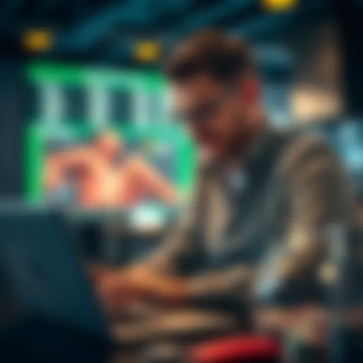 A satisfied bettor analyzing statistics on a laptop